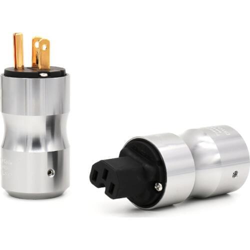 Gold Plated US Power Plug Connector US Mains Power Cord Plug+IEC Female Connector