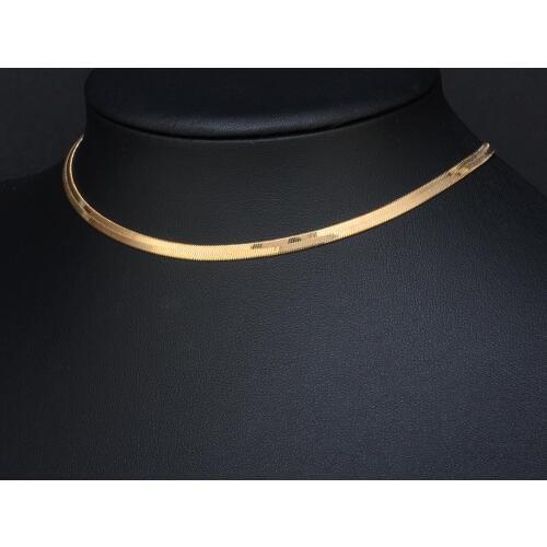 Romantic Gift 40CM Choker Collar Necklace Stainless Steel Gold Choker Flat Snake Chain Necklace Women