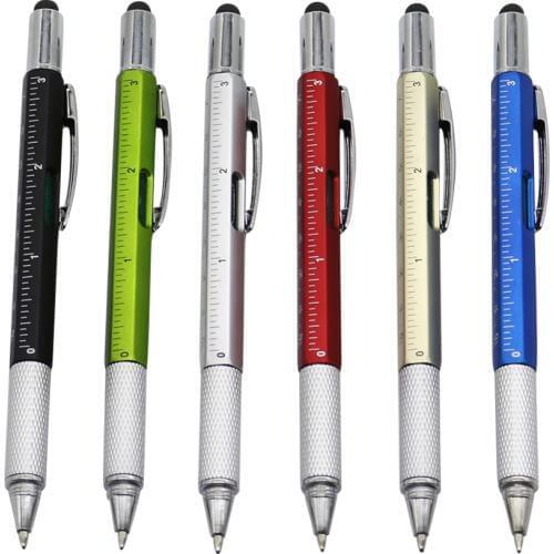 30pcs/set Ballpoint Pen 6-in-1 Functional Caliper Touch-screen Pen Ruler Spirit level 6 colors Optional New Writing Stationery