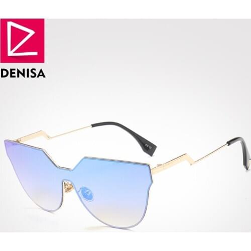 DENISA Brand Blue Lens Aviation Sunglasses Men Fashion Piloot Glasses Rimless Sun Glasses Women UV400 zonnebril mannen G18007