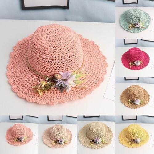 TELOTUNY NEW Handmade Weave Straw Flowers Sun Hats For Women Ribbon Lace Up Large Brim Straw Hat Outdoor Beach hat Summer Caps