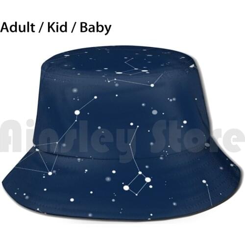 Navy Night Sky Sun Hat 2518 Bucket Hat Night Sky Stars Star Constellations Astronomy Astrology Star