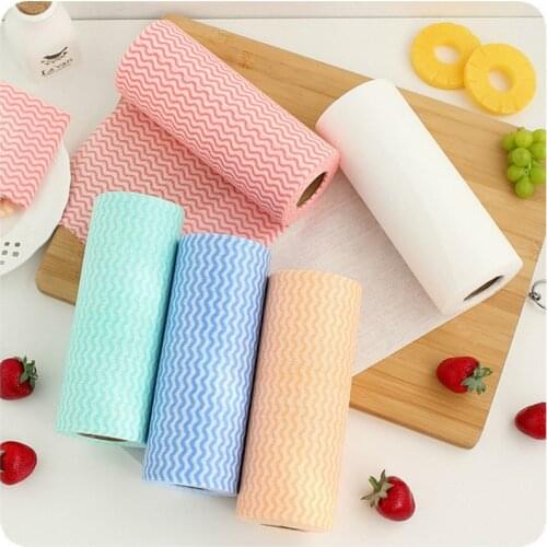 1 Roll Eco-Friendly Cleaning Wash Cloth Non Woven Duster Cloth Dish Cloth Break Point No Oil Rag Furniture Items Kitchen Towels