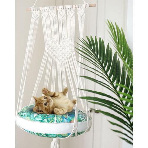 Bohemian Handwoven Cotton Tapestry Pet Hammock Swing Bed Macrame For Cat Dog Bedroom Decoration Wall Hanging Without Mat