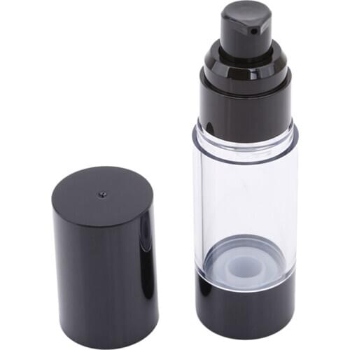 High Quality Plastic Portable Airless Bottle Cosmetic Treatment Pump Travel Empty Container Perfume Bottle Black Cap