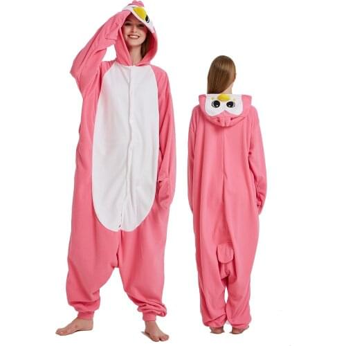 Pink Penguin Onesies Womens Pajamas Animal Kigurumi Adults Halloween Costume One-Piece Pijamas Cosplay Suit Sleepwear Onesieshow
