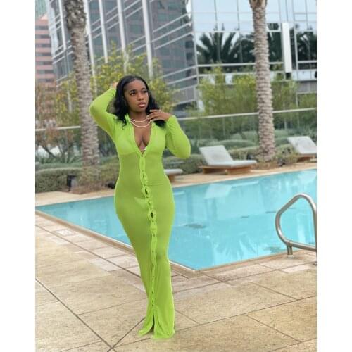 RMSFE 2021 Womens Long Sleeve Lapel Single Breasted Fashion Sexy Perspective Screen Sunscreen Dress