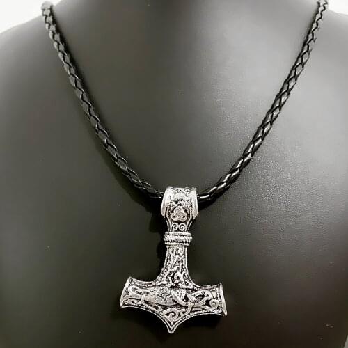 Antique Gold Metal Viking Ares Hammer Pendant Necklace Religious Belief Jewelry Accessories