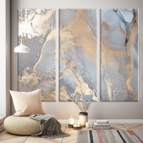 Gold Grey Marble Texture Wall Art Print Abstract Light Luxury Canvas Painting Decorative Pictures Posters for Bedroom Home Decor