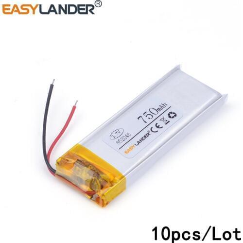 10pcs /Lot 3.7V 750mAh 852046 lithium Li ion polymer rechargeable battery For Mp3 MP4 MP5 GPS PSP mobile bluetooth