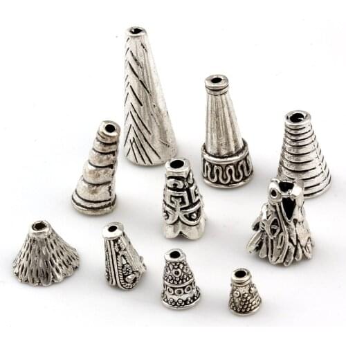 10pcs Vintage Flower End Caps With Assorted Size Hole Craft Ornament Bead Spacer DIY Jewelry Making Accessories For Bracelets