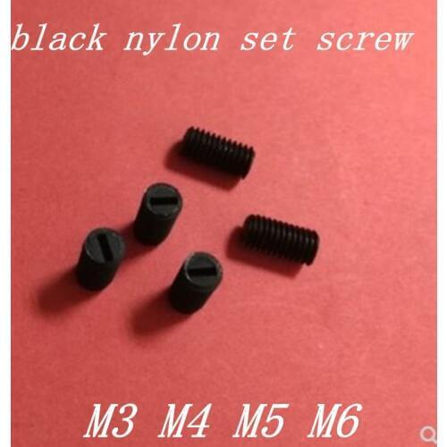 100PCS/lot M3 M4 M5 M6 black nylon slotted Set grub Screw