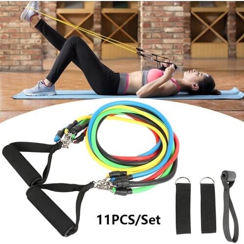 11Pcs/Set Fitness Pull Rope Band Elastic Resistance Bands Body Workout Crossfit Muscle Training Latex Rubber Tubes Gym Equipment