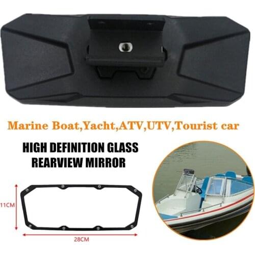 1XMarine Boat ATV Square High Definition Glass Rearview Mirror Wide Angle Safety 28Cmx11Cm