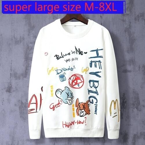 2020 New Arrival Fashion Super Large Men Spring Autumn Round Neck Printed Casual Hoodie Men Plus Size M-2XL3XL4XL5XL6XL7XL8XL