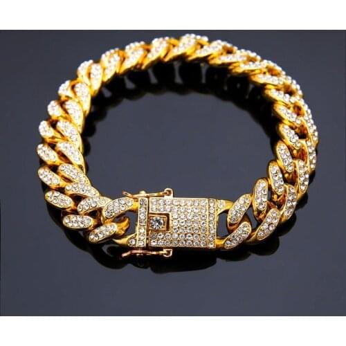 2021 Popular Hip-hop Jewelry Cuban Bracelet Closely Drilled Cuban Chain Hiphop Jewelry Cross-border E-commerce Source
