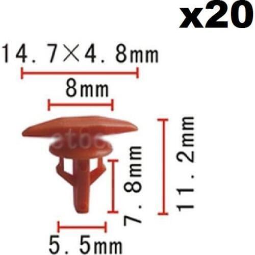 20x For Honda Weatherstrip Retainers Clip 5mmx15mm Head 91530-SP1-003 For Acura , For Civic, For Odyssey