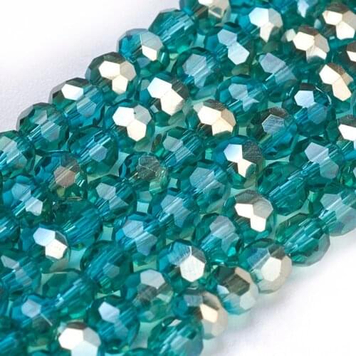 3mm 5Strands Faceted Round Electroplate Glass Crystal Beads for Jewelry Making DIY Needlework Fashionable Strands