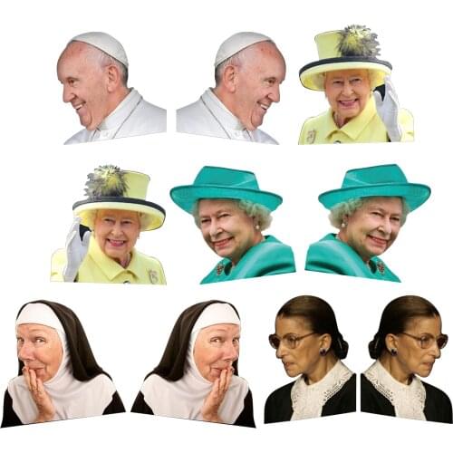 3D Car Sticker Funny Celebrity Car Rear Window Sticker Decals Car Sillusion Sticker For Queen Elizabeth For Pope Francis