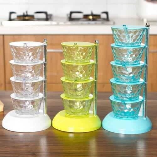 4/5 Layers Convenient Vertical Rotatable Spice Jars Case Practical Seasoning Box Storage Container For Home Kitchen Dropshipping