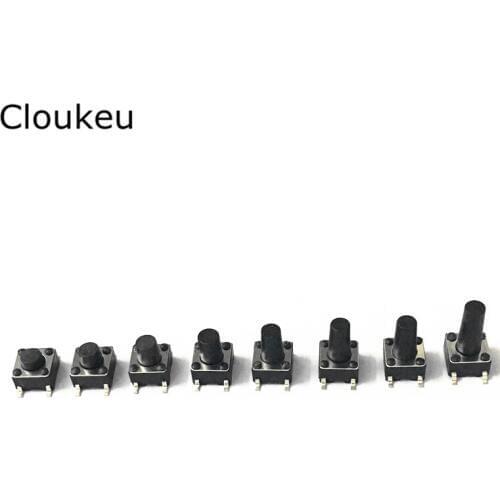 50Pcs 6*6 SOP4 Tact Button Switch Black 6x6x4.3 5.5/6.5/7.5/8.5/9.5/10.5/11.5/12.5/13.5/14.5/15.5/16.5/17.5/18.5/19.5MM