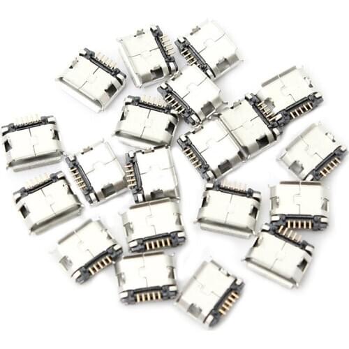 60Pcs Micro-USB Type B Female 5 Pin SMT Placement SMD DIP Socket Connector