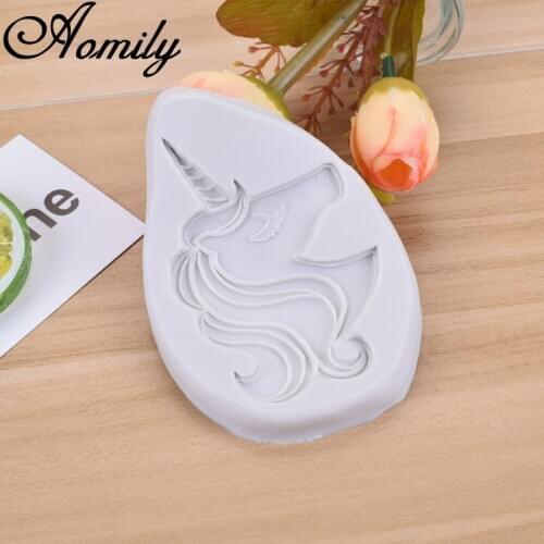 Aomily Newest Unicorn Fondant Cake Silicone Mold Cake Biscuits Baking Mold Mousse Sugar Craft Icing Mat Pastry Tools