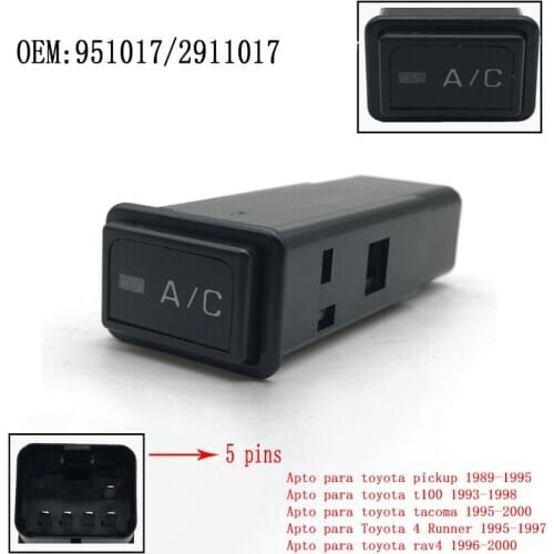 Beler Car Black Plastic A/C Air Con System Push Button Switch Fit for Toyota Pickup 4Runner Tacoma RAV4 951017 2911017