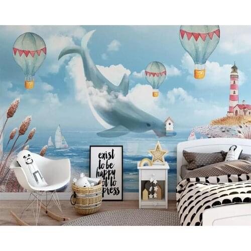 Wellyu Customized large mural ocean whale childrens room background wall living room TV background decoration 3d wallpaper