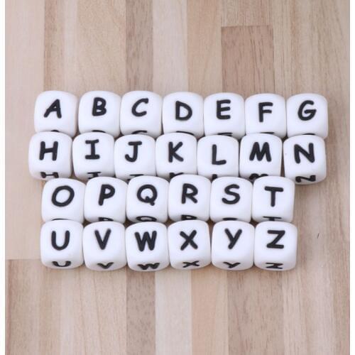 5Pc Diy Letter Safe Silicone Teething Beads For Baby Teether Pacifier Chain 12mm