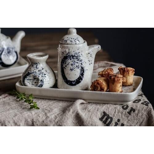 Chinese Style Retro Seasoning Jar Set Soy Sauce Bottle Toothpick Holder Pepper Bottle Set Restaurant Japanese Cuisine