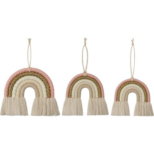 INS Style Room Decoration Handmade Woven Cotton Rope Rainbow Hanging Decoration Wall Hanging Decor Photo Props