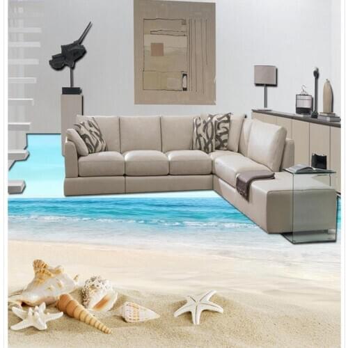 Home Decoration waterproof wallpaper for bathroom wall Beach 3D stereoscopic floor pvc self-adhesive wallpaper