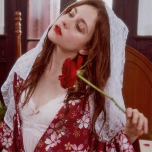 Movie My Little Princess Style Womens Floral Print Sakura Japanese Kimono Trench Outwear with Waist Belt Vintage