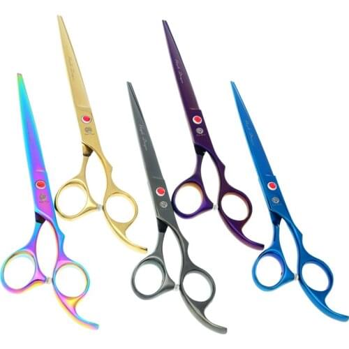 7.0" Purple Dragon Colorful Pet Cutting Scissors 6.5" Thinning Shears Up&Down Curved Scissor JP440C Pet Grooming Clipper LZS0580