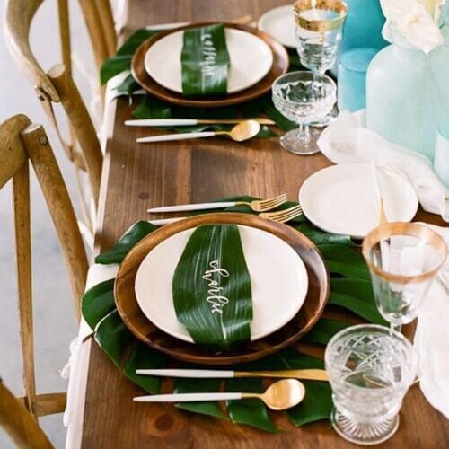 QIFU 12pcs Artificial Tropical Palm Leaves Artificial Plants Table Decor Artificial Leaves Fake Plants Hawaii Summer Party Decor