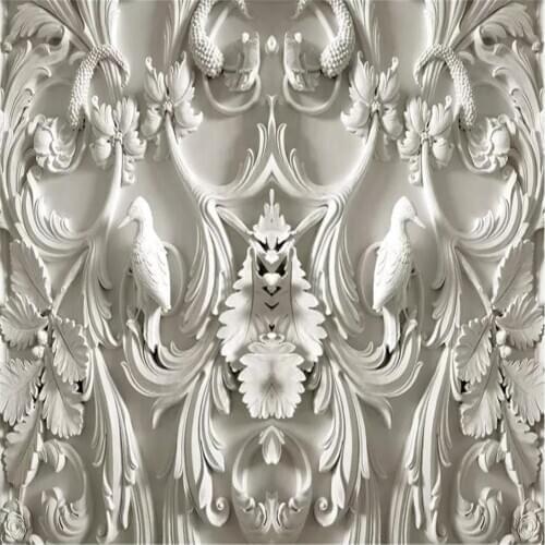 Classic white simple European embossed 3d stereo TV background wall painting beautiful scenery wallpapers