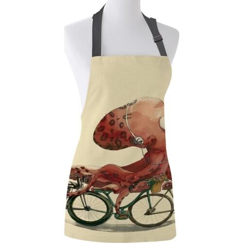 Kitchen Apron Bike Octopus Adjustable Canvas Aprons for Men Women Kids Home Cleaning Tools