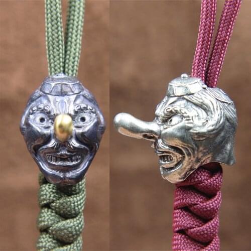 EDC Brass Knife Beads Lanyard Pendant Long Nose Old Man Paracord Charms Vintage Metal DIY Ethnic Outdoor Survival Tool Accessory