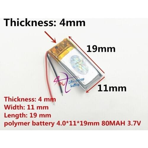 Liter energy battery every day special spike Bluetooth headset battery 401120 80MAH 3.7V polymer lithium battery punch large