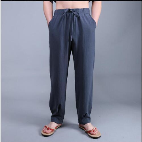 M-4xl 2020 New Spring Fashion Chinese Style Mens Plus Size Loose Trousers Linen Harem Pant Bloomers Cotton Linen Wide Leg Pants