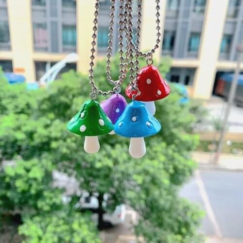 Cute Womens Necklace Hot Selling Resin Simulation Mushroom Necklace Funny Colorful Mushroom Necklace Simple Cartoon Necklace