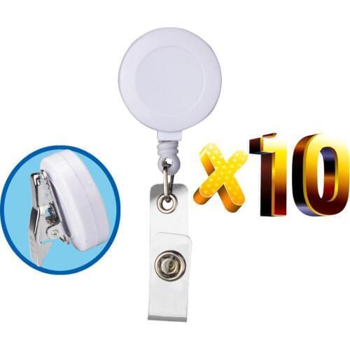 Lot 10pcs Pull Badge Reel Holder,Retractable ID Card Roller Clip, Rotatable Alligator Clamp,Nylon Rope,Hospital Nurse Display