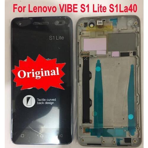 Original Best Work LCD Sensor Touch Screen Digitizer Assembly + Frame For Lenovo VIBE S1 Lite S1La40 S1lite Phone Display Parts