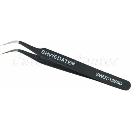 1 Pc Stainless Steel Tweezers Non-magnetic Anti-acid Antistatic Tip Curved Super Tweezers Forceps Tool for Laptop Repairing