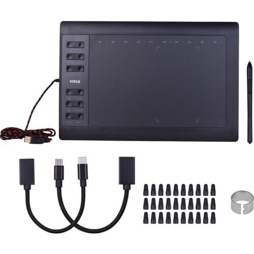 10x6 Inch Professional Graphics Drawing Tablet Support PC/Laptop 12 Express Keys 8192 Levels Battery-Free Stylus Nibs/Pen Clip