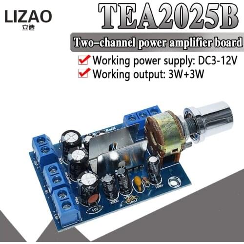 TEA2025B Mini Audio Amplifier Board Dual Stereo 2.0 Channel Amplifier Board For PC Speaker 3W+3W 5V 9V 12V CAR