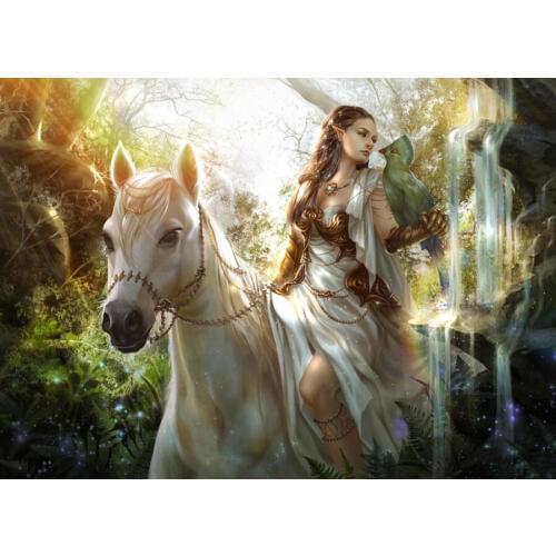 Full square drill diamond embroidery girl, bird, horse, art, elf, fantasy, animal,5d diamond painting cross stitch kits mosaic