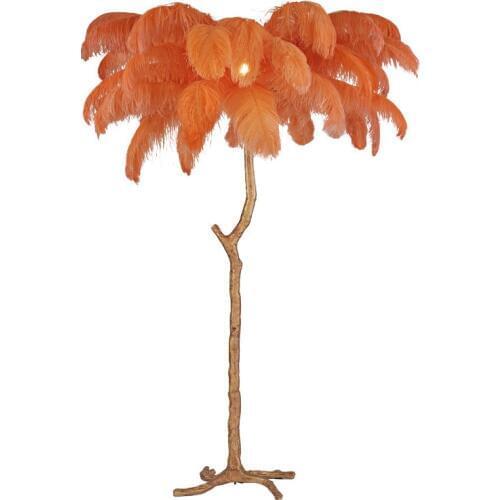 Bedside Designer Design Standing Lamps Decorative Light Floor Lamp With Colorful Feathers Design Modern Resin Lamp