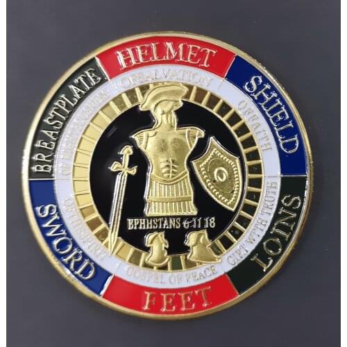 Rare Armor of God Game Knight Coin Challenge Commemorative Coin Color Paint Challenge Coin